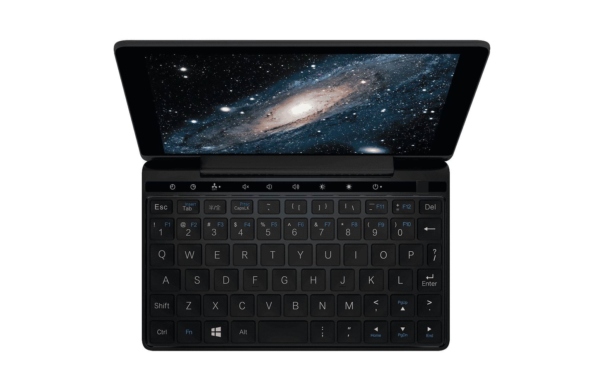 GPD Pocket 2 Amber Black Intel Core m3-8100y Ultrabook shown from the top