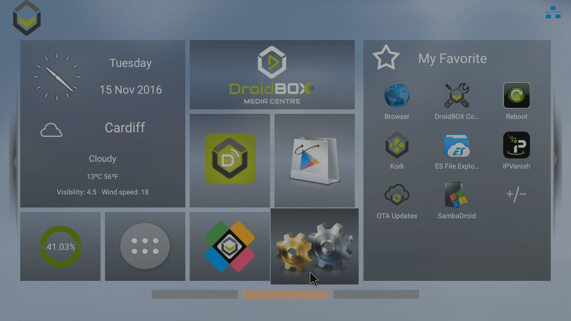 DroidBOX T8-S Plus Launcher Homescreen Settings Icon Highlighted