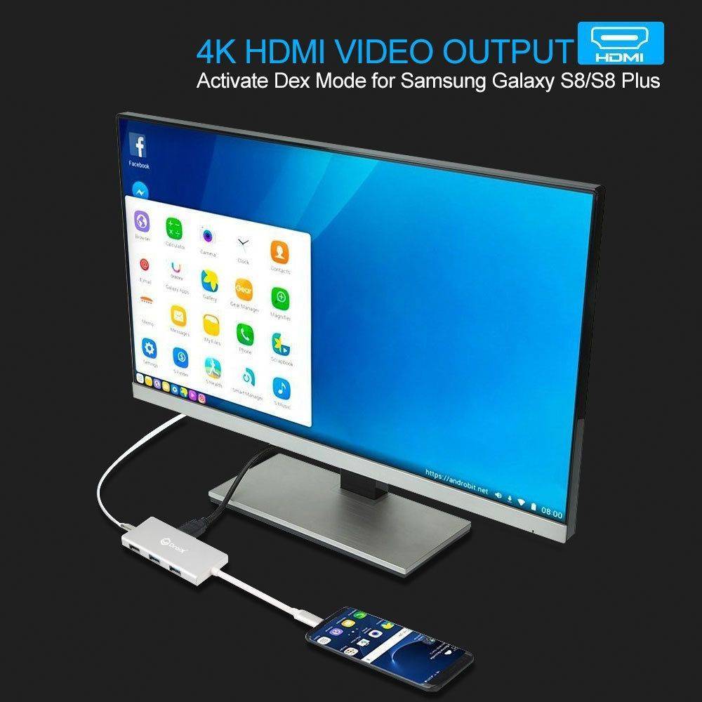 DroiX FX7 USB Type-C Hub connected to a Samsung Smartphone for the DeX Experience