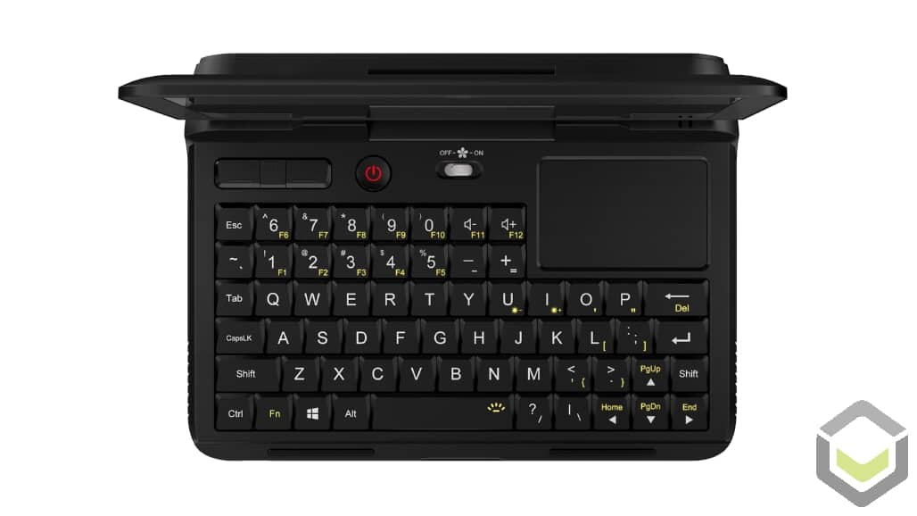 GPD Micro PC by DroiX - Windows 10 Handheld for Professionals ; Displaying FULL QWERTY Keyboard with Trackpad and Mouse Buttons