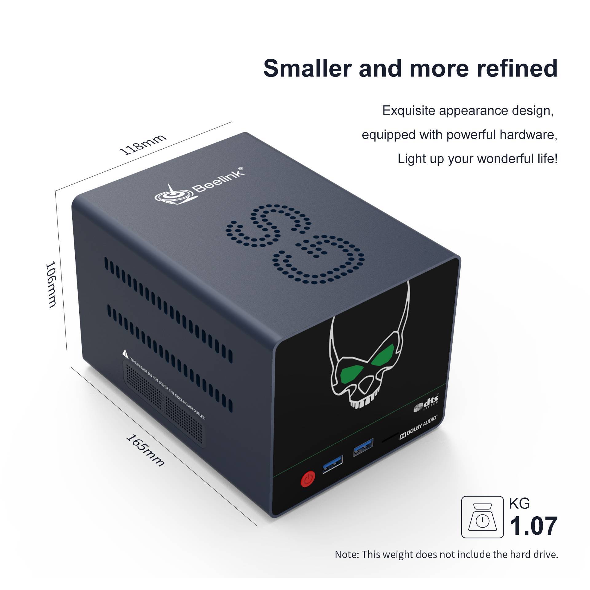 Beelink GS-King X - Showing dimensions