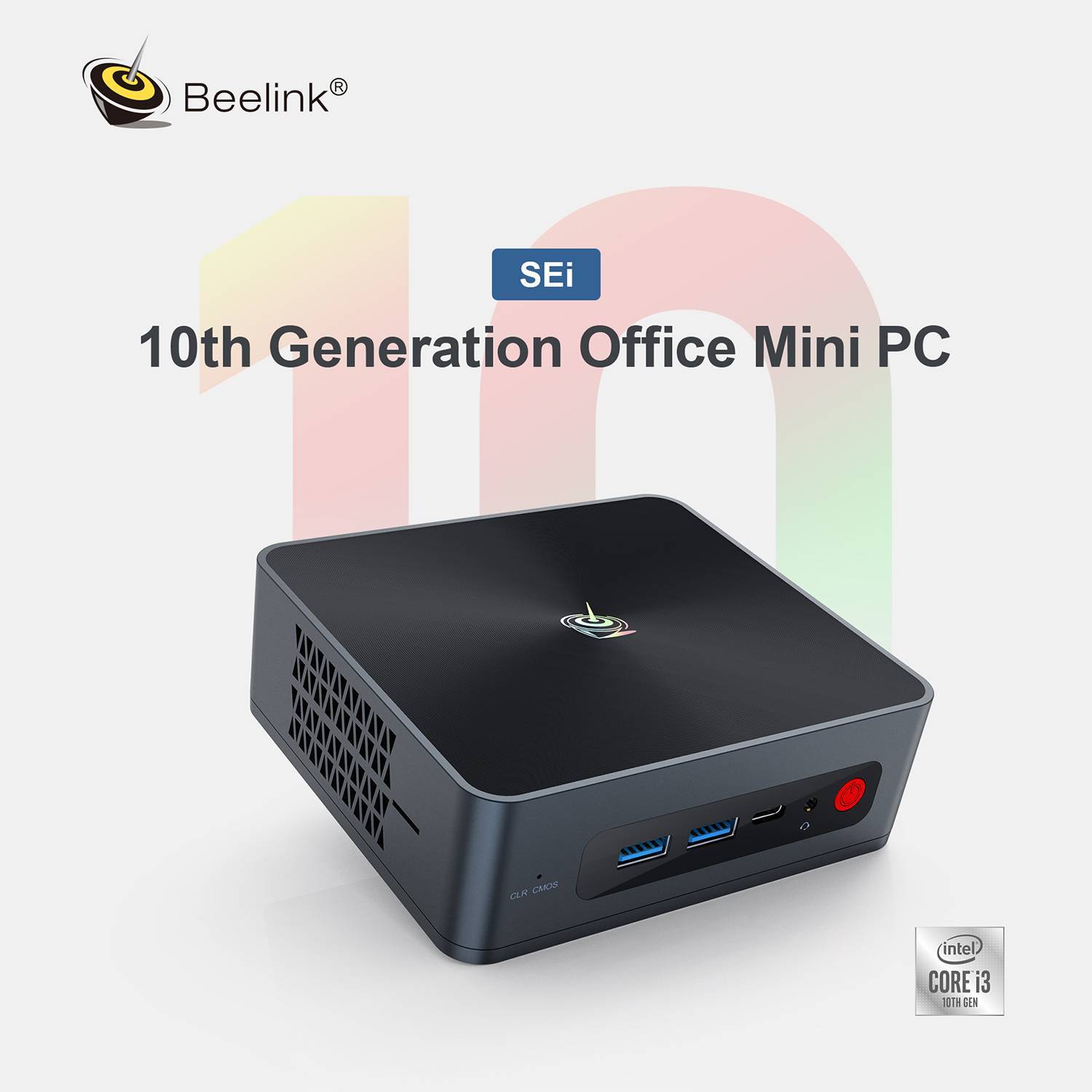 Beelink SEi 10 i3 Mini PC showing product overview