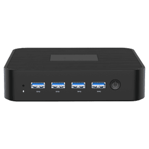 MinisForum GK41 - Shown from the front with 4x USB 3.0 Ports and Power Button