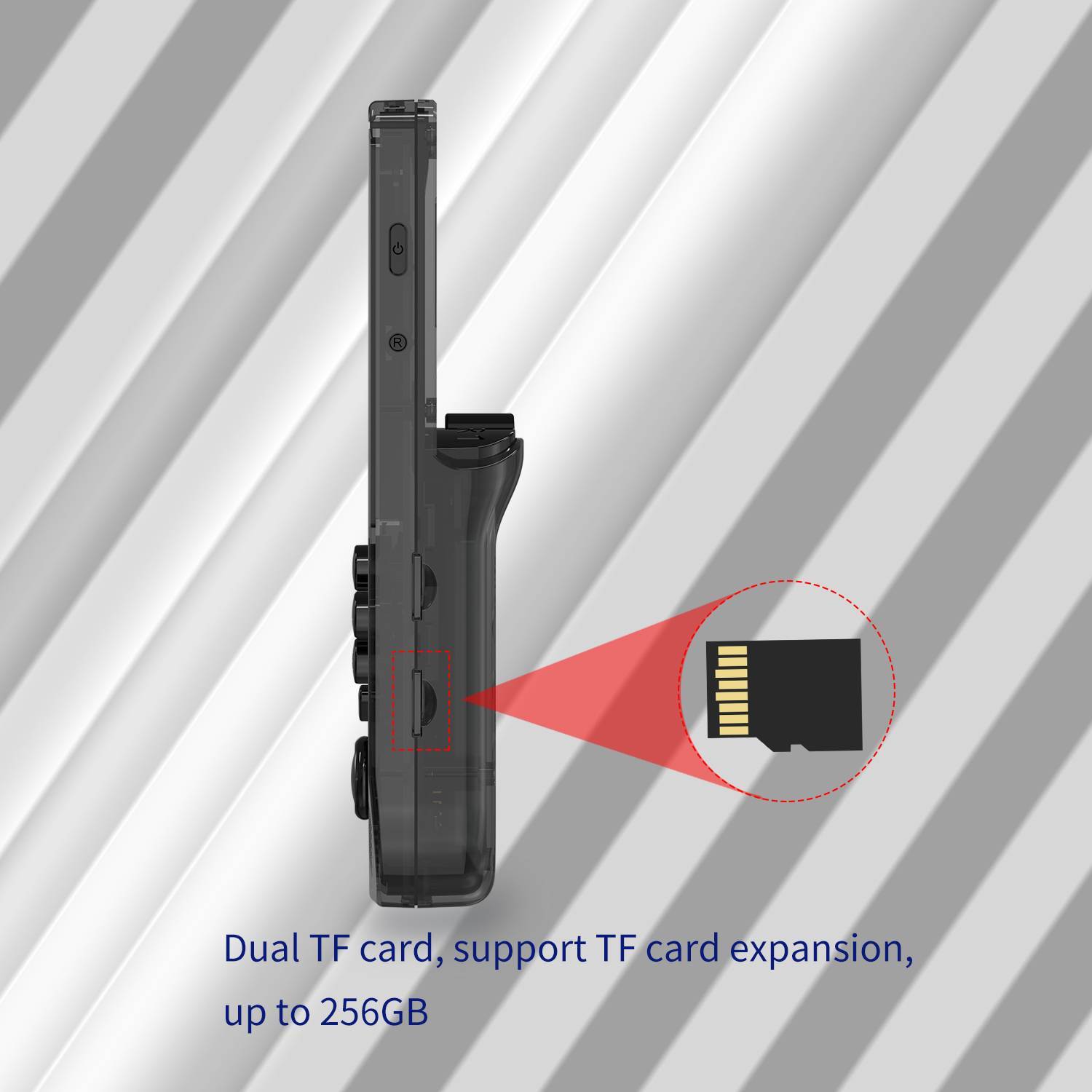 ANBERNIC Black RG351V Retro Gaming Handheld - Showing MicroSD Card Slot