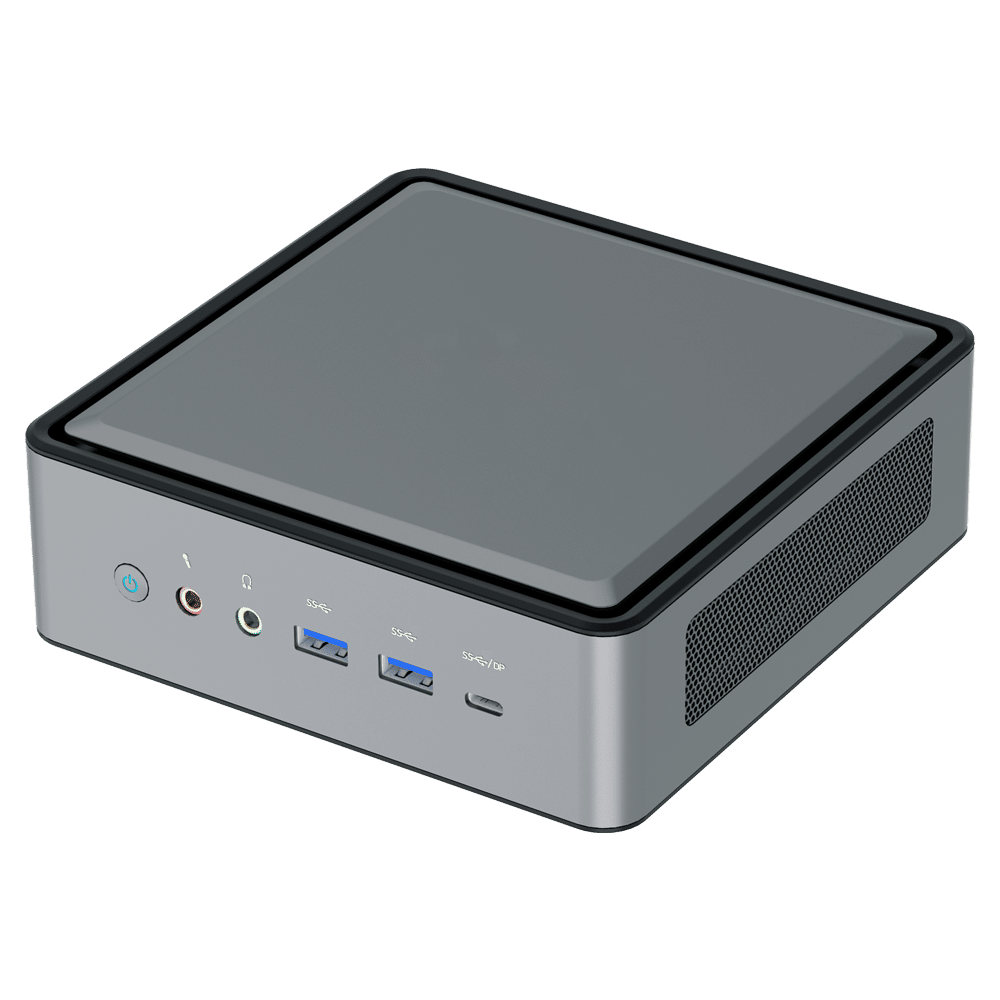 MinisForum HM50 Ryzen Mini PC for Home - Shown from the front at angle