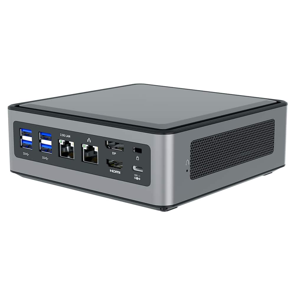 MinisForum HM50 Ryzen Mini PC for Home - Shown from the back at angle