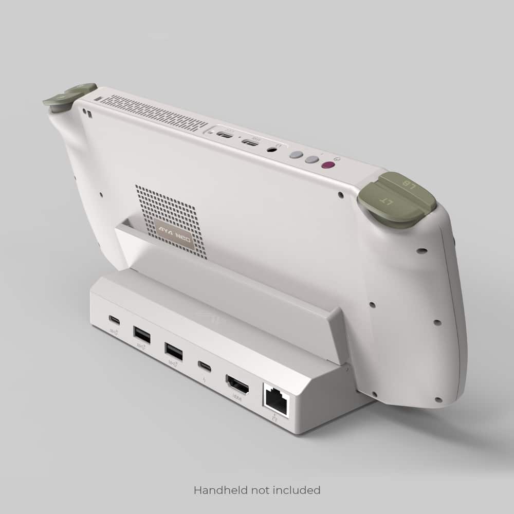 AYANEO Retro Power Docking Station - Shown connected to AYANEO 2021 Retro Power from the back