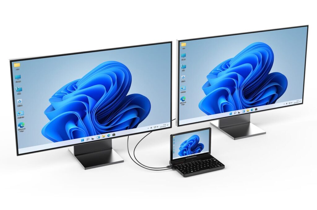 GPD Pocket 3 mini laptop capable of connecting multiple displays for enhanced productivity and multitasking
