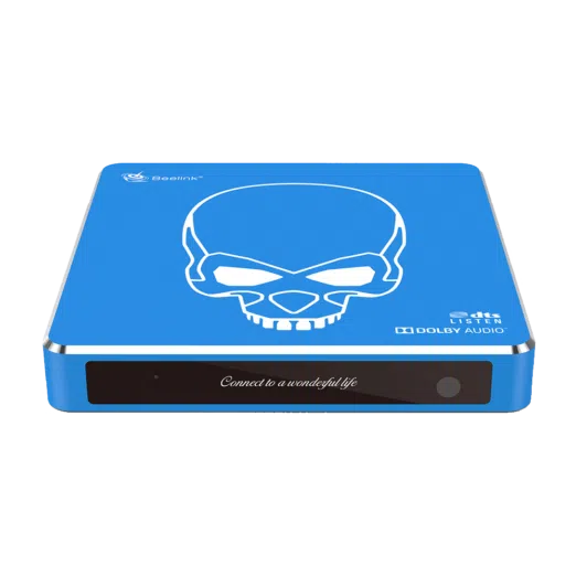 Beelink GT King PRO Android 9 Dolby DTS 4K UHD TV BOX - Front View showing LED