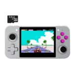 DroiX RetroGame RG350 Retro Gaming Handheld Console - Grey with Included 64GB MicroSD Card