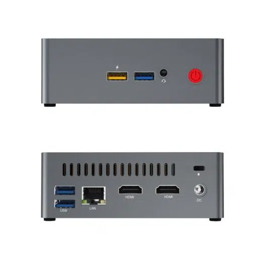 Beelink J45 Windows 10 Mini Computer for Home or Office - Front View showing 2x USB Type-A 3.0 Ports, 3.5mm Headphone&Microphone Jack and Rear I/O