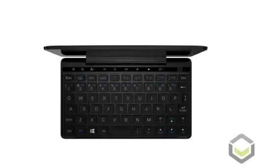 GPD Pocket 2 Celeron Edition in Amber Black displaying the Keyboard