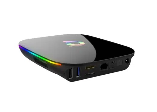Q Plus H6 Android 8 Oreo Smart Powered TV Box - Back View showing I/O
