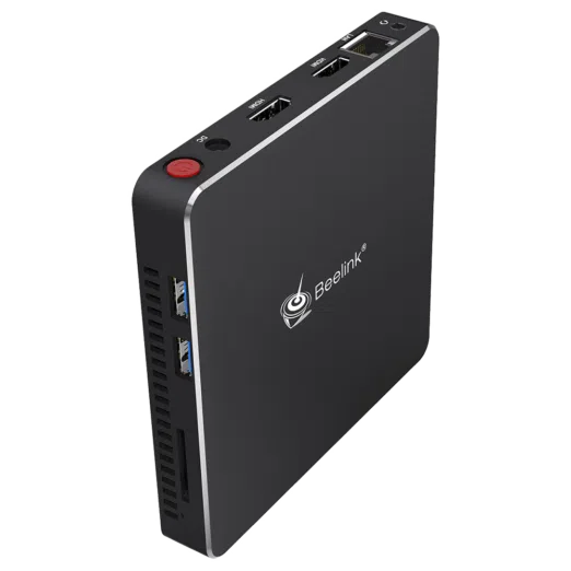 Beelink T34 Windows 10 Mini Computer - Showing rear and left I/O