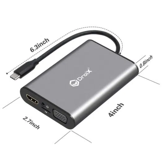 DroiX FX8 USB Type-C Hub Dimensions