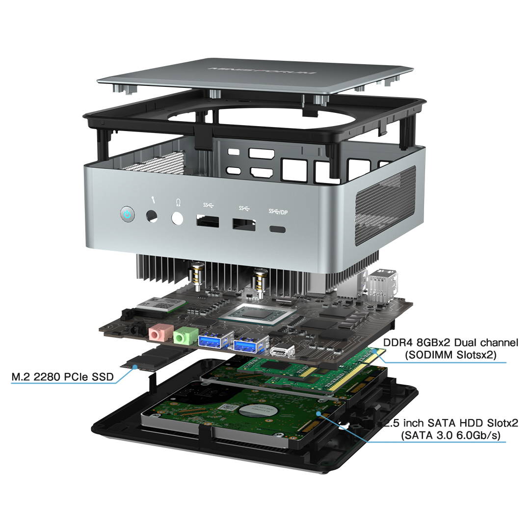 MinisForum EliteMini HM80 5 MinisForum EliteMini HM80 Ryzen Mini PC with components