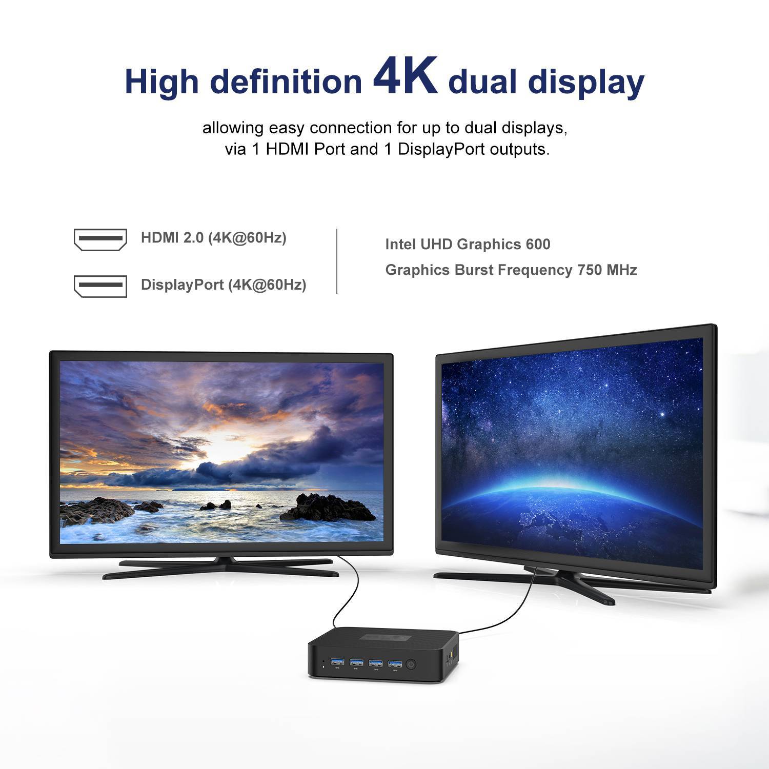MinisForum GK41 3 MinisForum GK41 Windows Mini PC - Showing dual-screen output