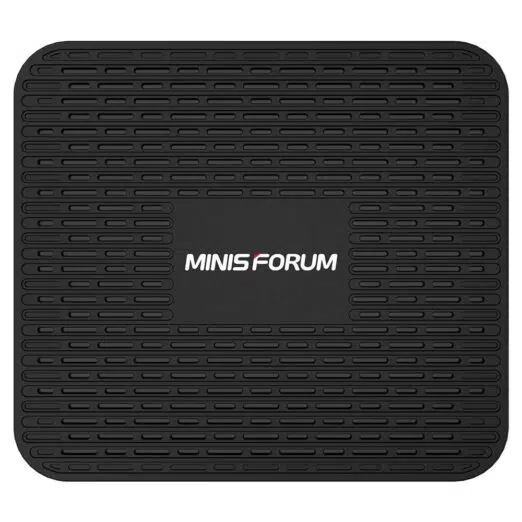 MINISFORUM GK50 Windows Mini PC - Showing from the top with MINISFORUM Logo