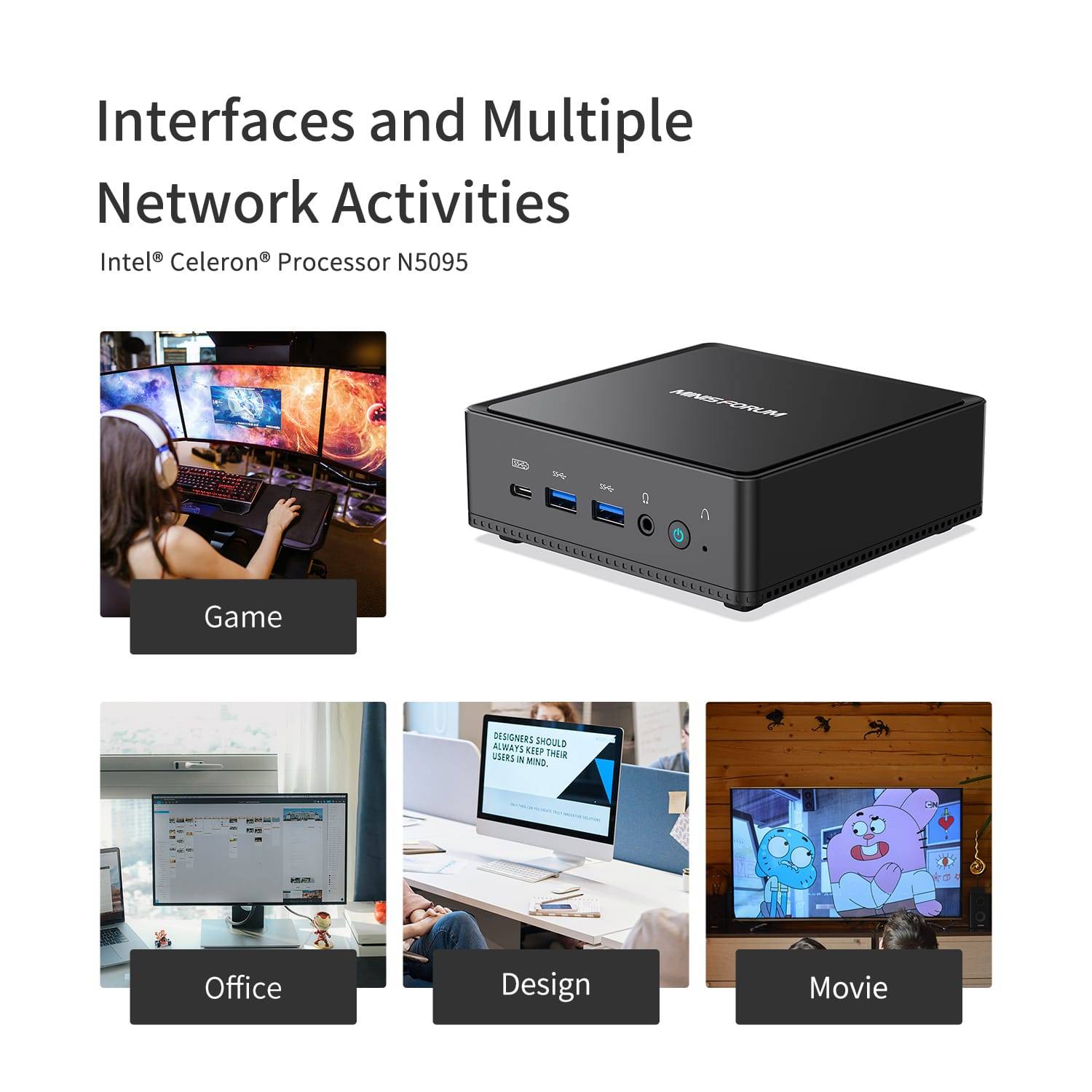 MinisForum JB95 5 MinisForum JB95 Windows Mini PC - Shown with multiple applications