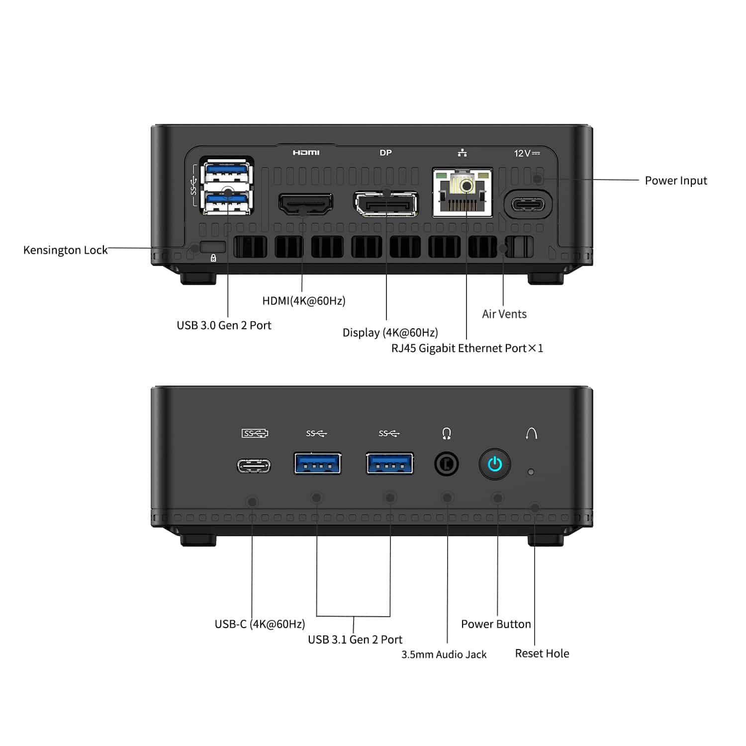 MinisForum JB95 3 MinisForum JB95 Windows Mini PC - I/O Ports