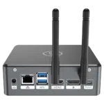 Proteus by DroiX Windows Mini PC - Shown from the rear with Display Port, HDMI Port, USB Type-C Port, 2x USB Type-A and RJ45 1GB/s Ethernet Port