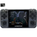 RG350P - Shown from the front playing a Retro Game