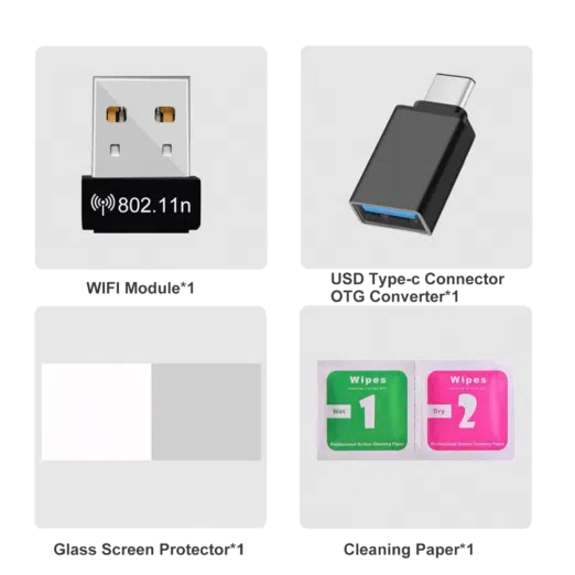 RG351P-AP RG351P Advance Pack - Showing Wi-Fi Dongle and USB Converter along with Screen Protector