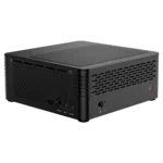 MinisForum EliteMini X400 Ryzen 3 PRO Mini Computer - Showing the device at an angle with Power Button, Vents, 3.5mm Headphone&Microphone Jack
