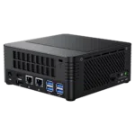 MinisForum EliteMini X400 Ryzen 5 PRO Mini Computer - Showing Rear I/O, including: 4x USB 3.0 Type-A, 2x RJ45 Ethernet Ports, HDMI Port, DP Port and Power Port