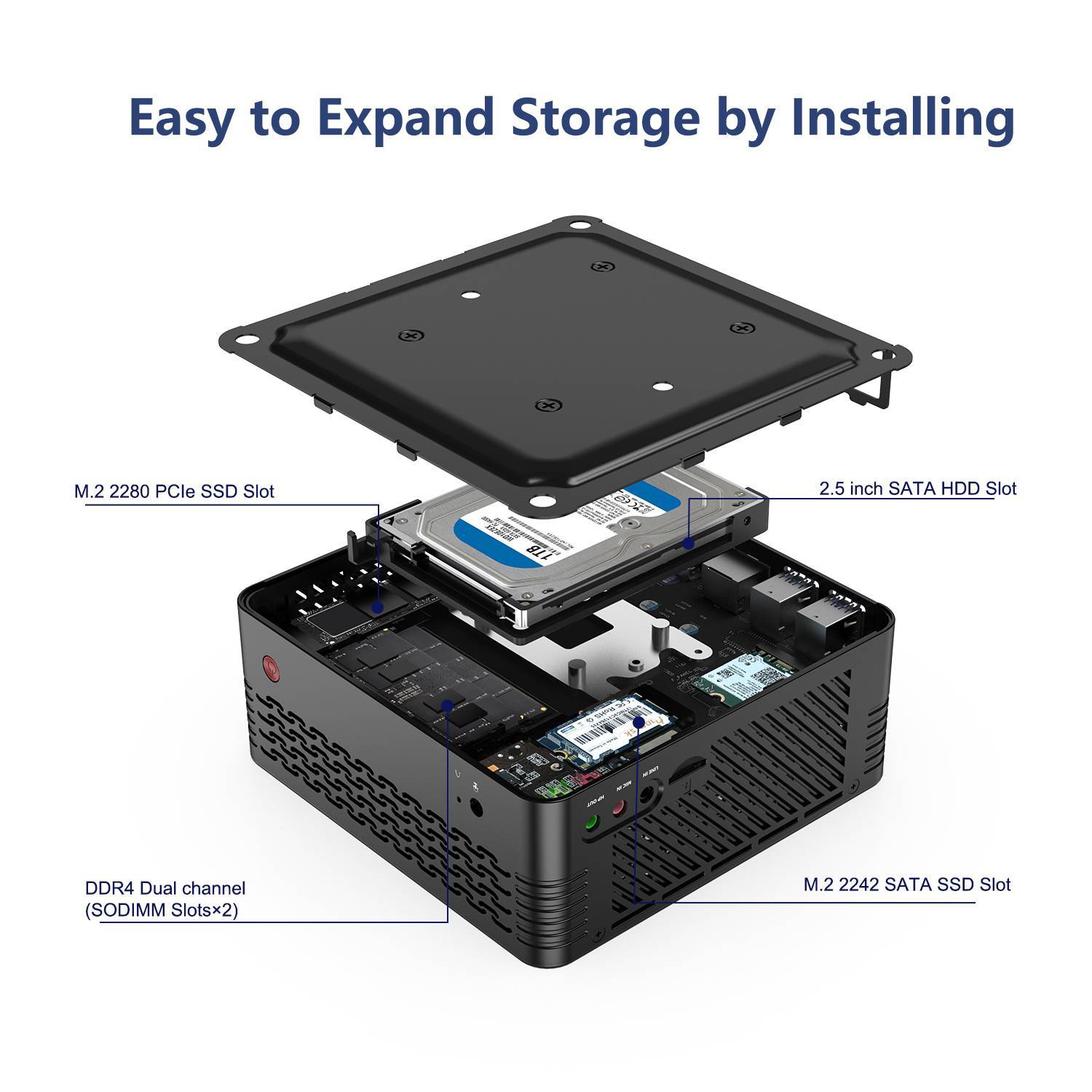 MinisForum EliteMini X400 - AMD Ryzen 3 4 MinisForum X400 AMD Ryzen Mini PC showing 2.5