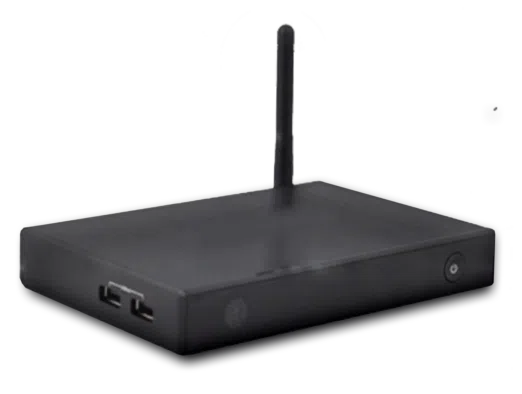 DroidBOX M5 (Refurbished) Android Set Top Box left and front view