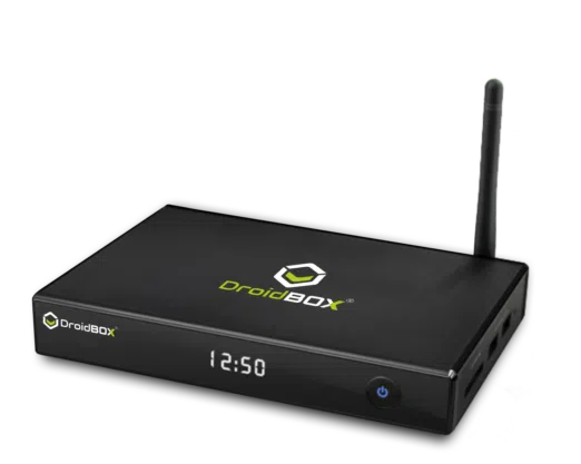 DroidBOX M5 (Refurbished) Android Set Top Box front and top view