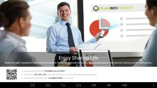 DroidBOX Share Server homescreen