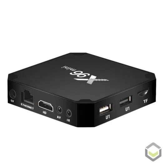 X96 Mini Android 7 Nougat Smart TV BOX - Showing 2x USB 2.0 Ports, Micro SD/TF Card, AV/CO-AX, HDMI 2.0, RJ45 Ethernet Port and Power Port