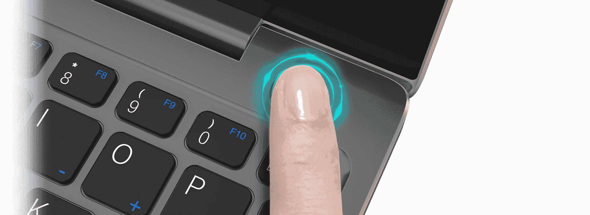 GPD P2 Max 2022 - Showing fingerprint scanner