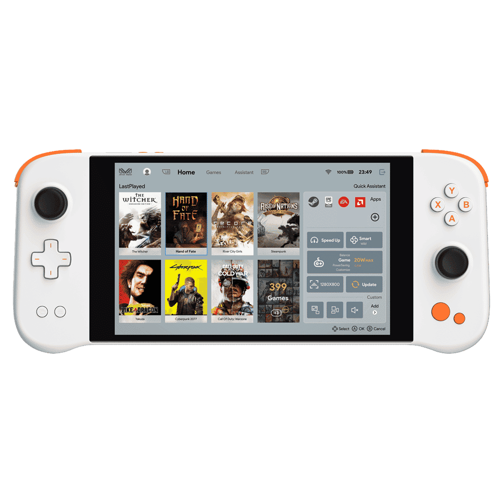 AYANEO Next Pro Bright White AMD Ryzen PC Gaming Handheld - Shown from the front