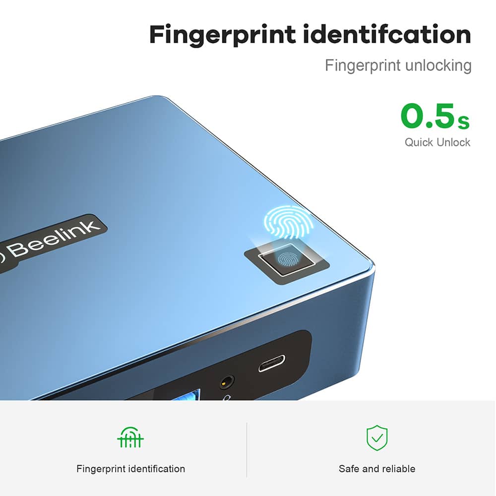Beelink GTi 11 Intel NUC - Showing Fingerprint Scanner