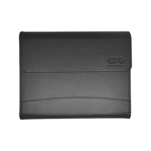 A black leather-style protective case with a flap cover, featuring the embossed "GPD" logo on the top right corner.