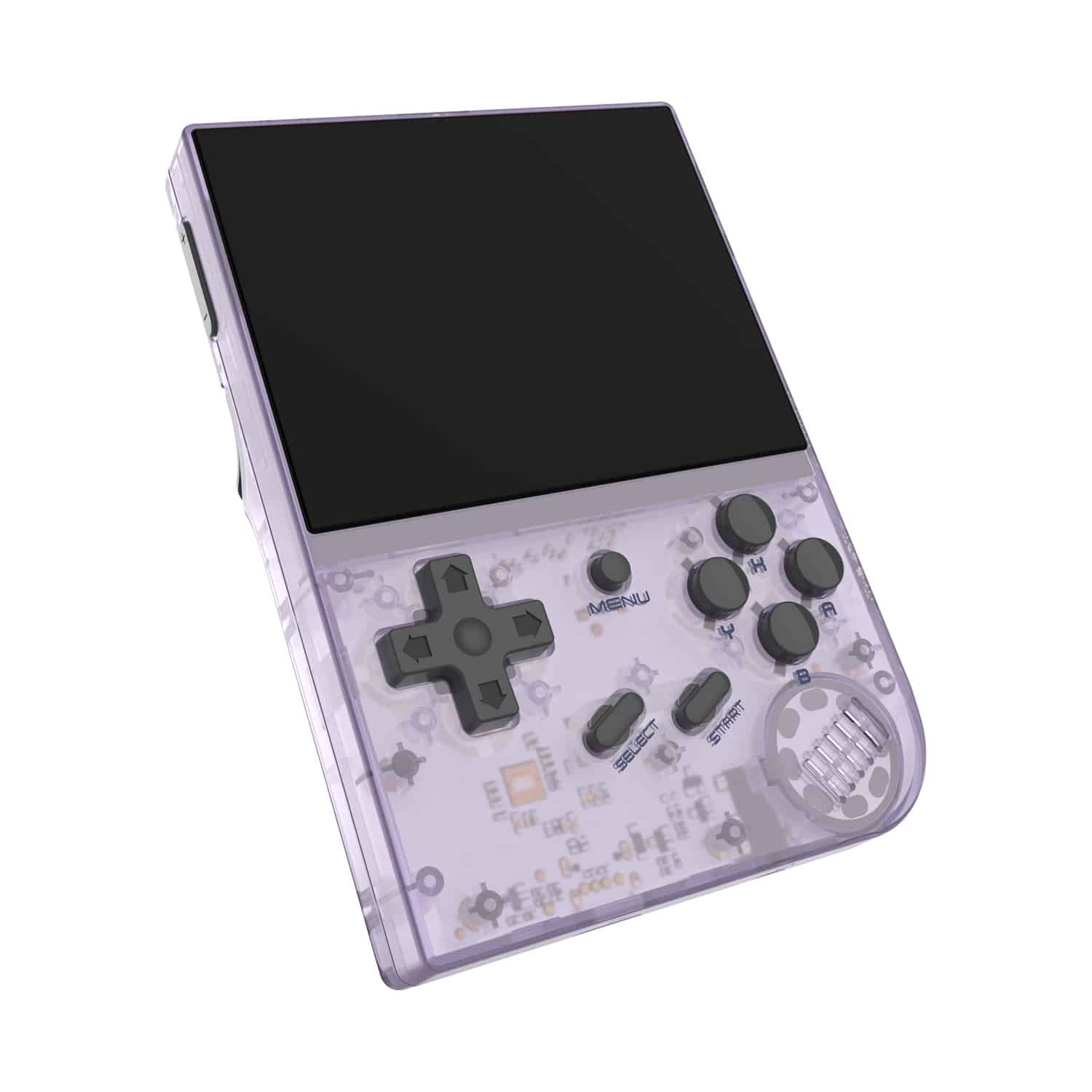 ANBERNIC RG35XX Purple Clear Front of the device