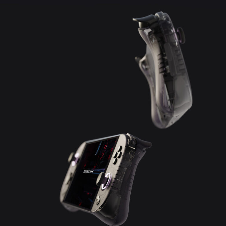 AYANEO Handheld Gaming PCs 4 AYANEO GEEK Crystal Purple shown from multiple angles