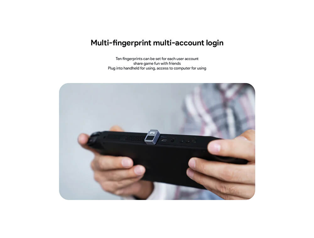 AYANEO Hola Fingerprint Scanner 8 Image showing how the AYANEO Hola Fingerprint Scanner supports multi-fingerprints