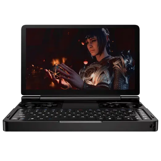 GPD WIN Mini front view, playing a game.