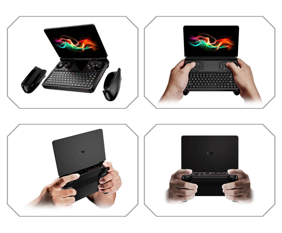 GPD WIN Mini 2024 11 GPD Win Mini 2024, with and without ergonomic grips, offering versatile gaming comfort and control options.