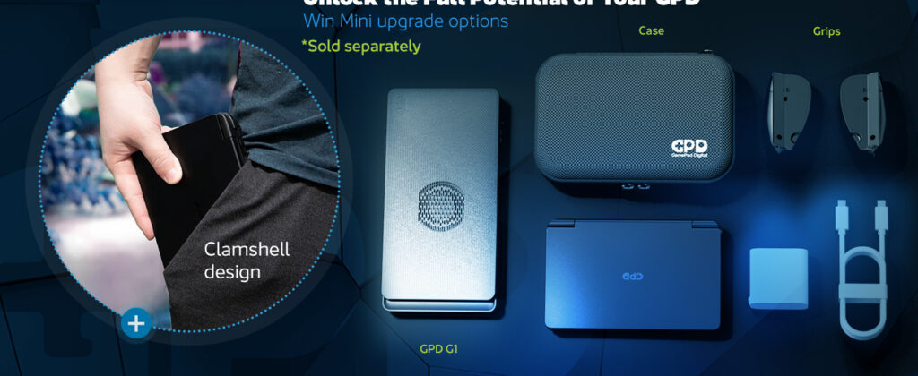 Professional peripherals (sold separately) for the GPD Win Mini 2024 include protective case, grip, external GPU dock, and extensive external interfaces with 65W PD fast charging, enhancing versatility into a workstation for gaming or productivity