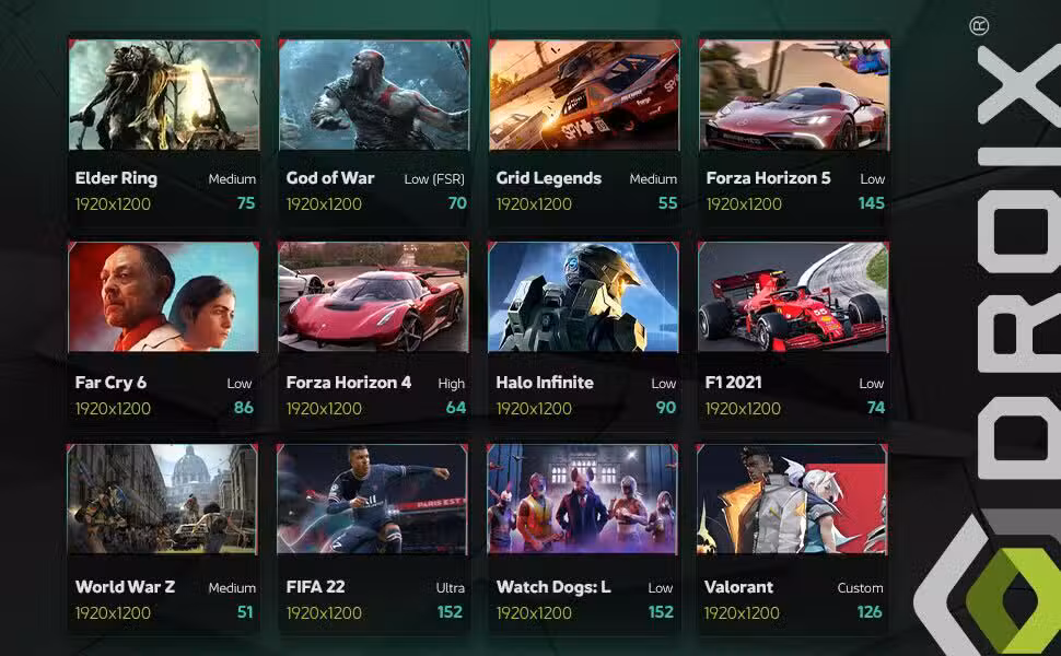 An image of the GPD Win Max 2 (2024) gaming laptop displaying a high-definition AAA game on its screen. The vibrant and detailed graphics illustrate the device's powerful gaming capabilities, with the laptop's compact design and gaming controls visible, emphasizing its suitability for playing top-tier games.