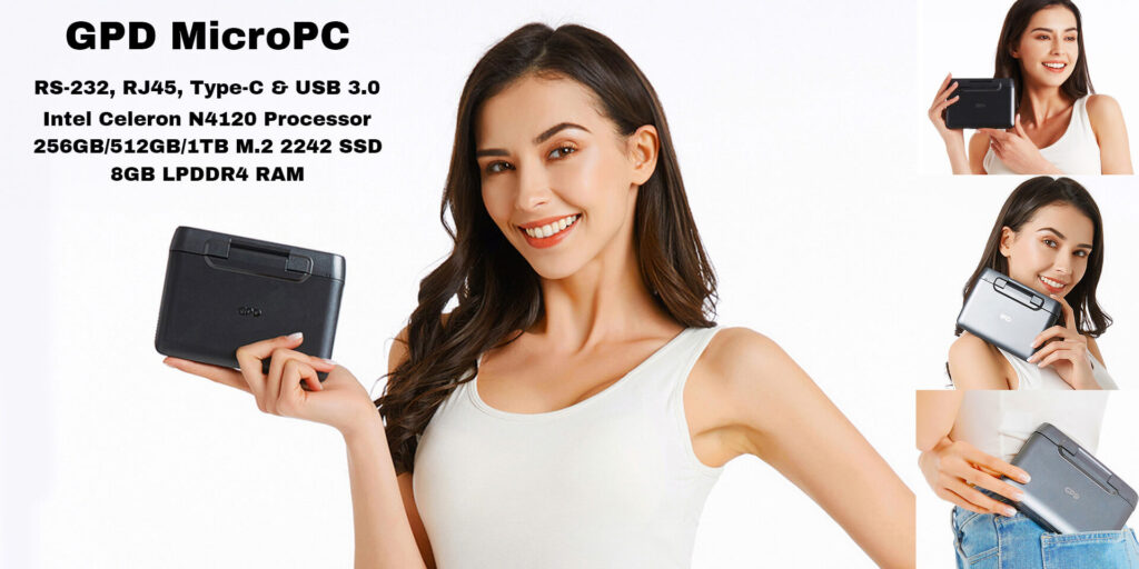 GPD Micro PC industry Mini Laptop with RS232 6 GPD Micro PC, a small yet powerful portable computer designed for versatile computing tasks
