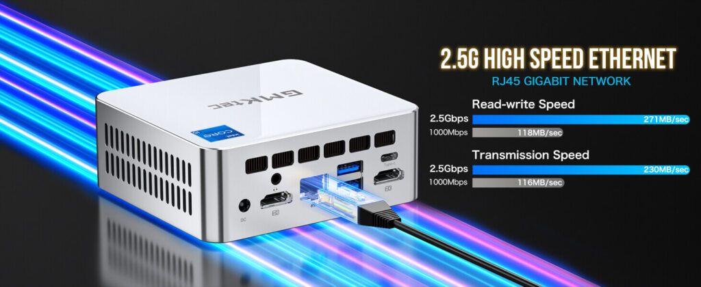 GMKTec NucBox M3 5 GMKtec NucBox M3 mini PC with 2.5G high-speed Ethernet connectivity, ensuring fast and reliable network performance.