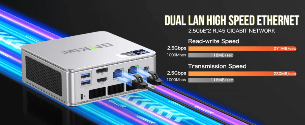 GMKTec NucBox K9 4 GMKtec NucBox K9 mini PC with high-speed Ethernet connectivity for fast and reliable network performance.