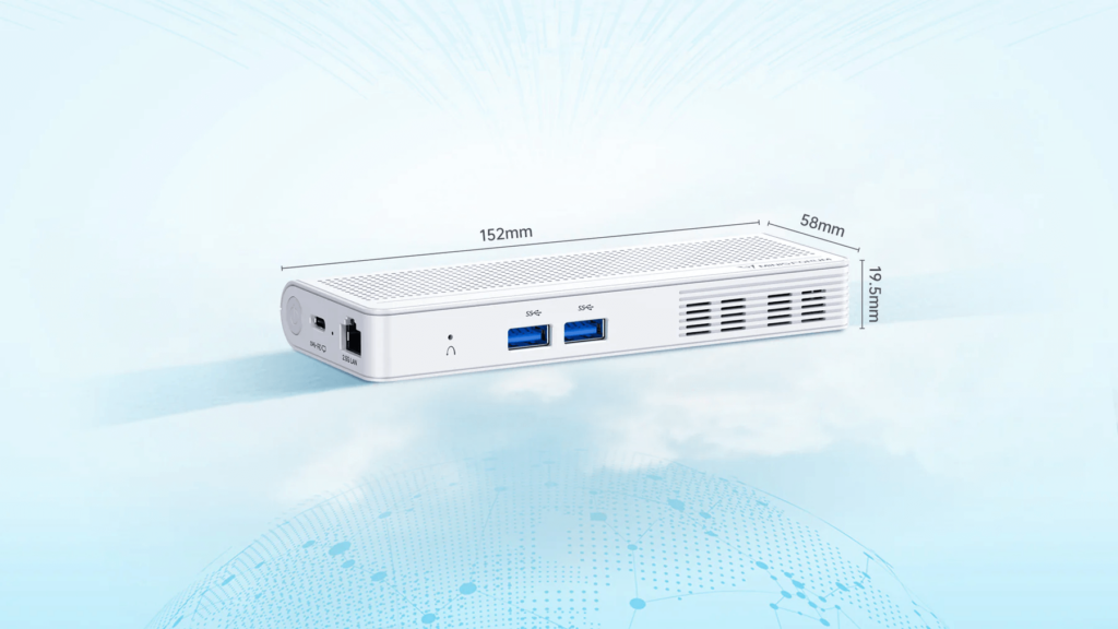 MINISFORUM S100 2
The MINISFORUM S100 is a compact digital signage solution, measuring just 5.9 x 2.2 x 0.76 inches. Despite its small size, it offers powerful performance and 4K resolution output, making it ideal for high-quality visual displays in various settings.