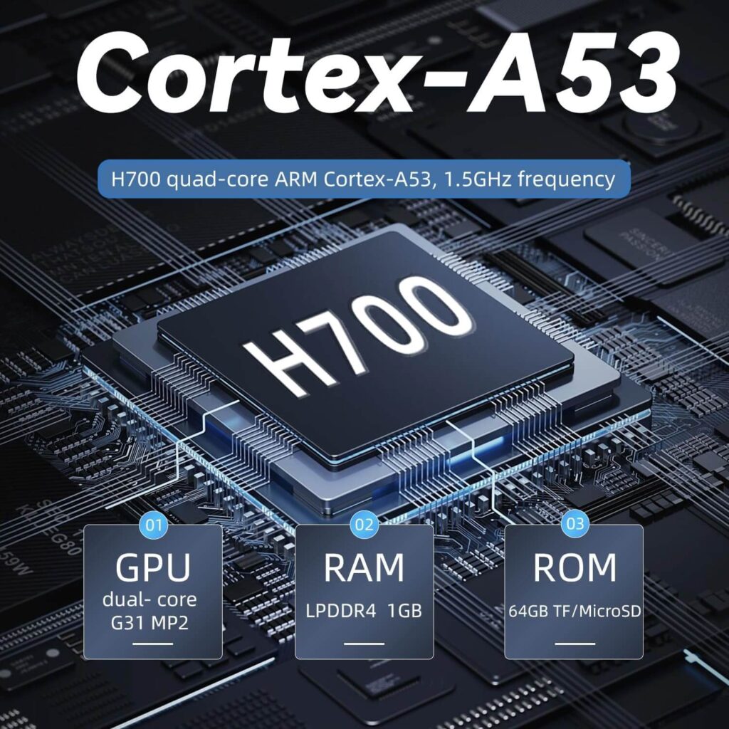 ANBERNIC RG35XX H 3 Anbernic RG35XX H handheld gaming console powered by a Cortex-A53 processor, delivering efficient performance for portable gaming.
